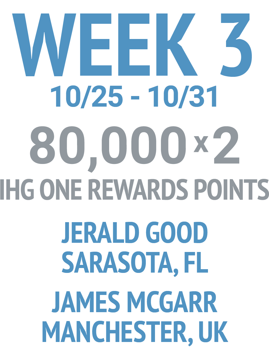 Week 3 (10/25 - 10-/31) - Jerald Good, Sarasota FL & James McGarr, Manchester UK