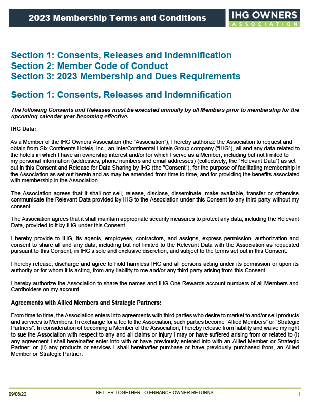 IHGOA Membership Terms & Conditions