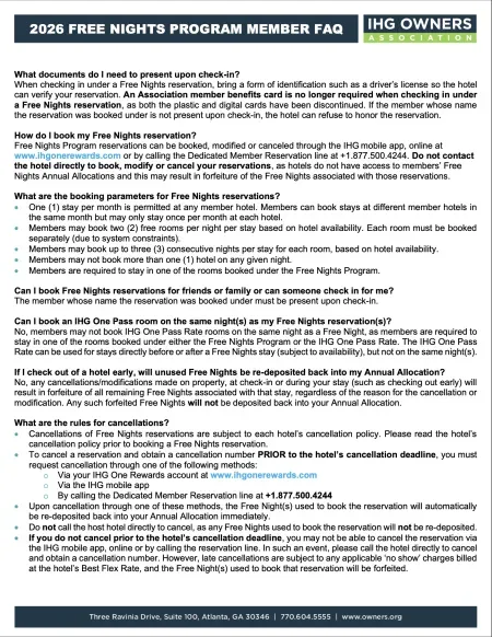 2026 Free Nights Program Member FAQ Image