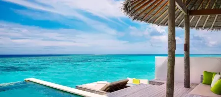 Nice view of a blue ocean and chairs